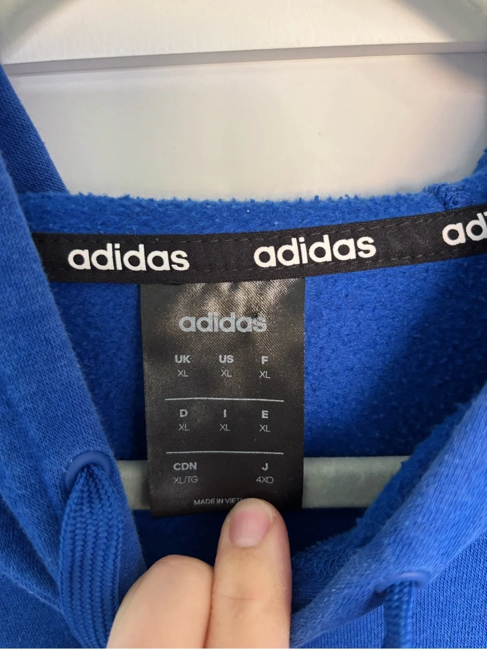 adidas Blue Pullover Hoodie with White Stripes